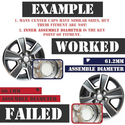 KitsPro 2.4Inch 62MM Wheel Center Caps, Pack of 4 (Chrome, Outer 62MM, Inner 56MM) - color: Chrome, size: Outer 62MM , Inner 56MM w/ 3.3MM Clip