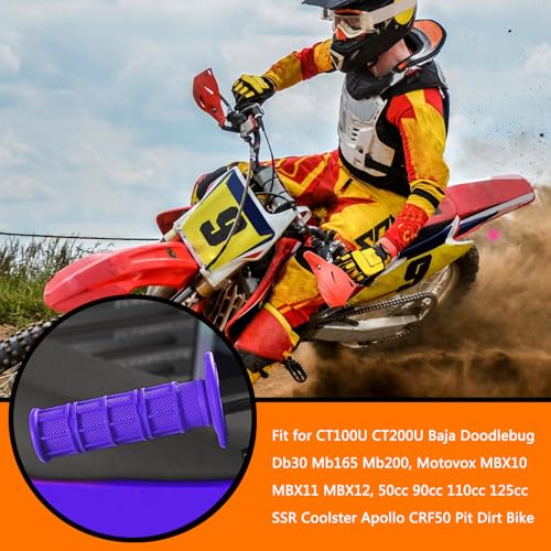 7/8" Handlebar Grips for 50cc-125cc CRF70 CRF80 TRX450 TTR90 TTR110 TTR125 PW80 RM80 DR650 KLX250 KLX300 KX65 SSR125 Pit Dirt Bike ATV Quad Motocross Motorcycles CT100U CT200U Mini Bike - color: Purple