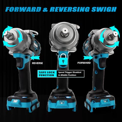 Cordless Impact Wrench 1/2" Compatible with Makita 18V Battery - color: Blue 1360n 1/2in