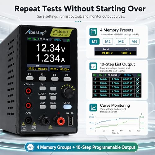 DC Power Supply Multimeter, 60V 10A 300W Switching Power Supply 110V Input - size: ATM6301/60V/10V/300W