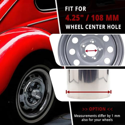 RTrhinotuning 4 PCS 4.25 in Stainless Steel Wheel Center Caps for 4.49 in / 114 mm Trailer Truck Rim Center Holes, Chrome Push Through Hub Caps 4.22 in Hight - color: 2-Chrome