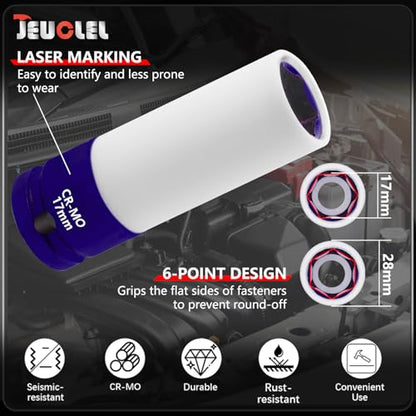 17mm 1/2"Drive Wheel Protector Impact Socket, Lug Nut Impact Socket - size: 17MM