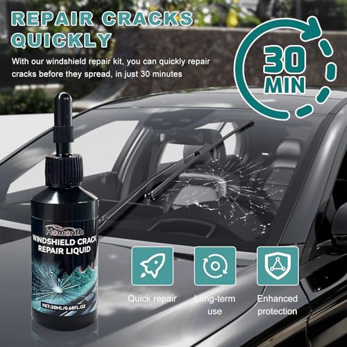 Windshield Crack Repair Kit, Quick Car Window Cracks Gone Glass Scratch Repair Liquid, Long-Lasting Windscreen Filler Tool Resin Fluid for Cracks Chips Star-Shaped Damage - color: 1pcs