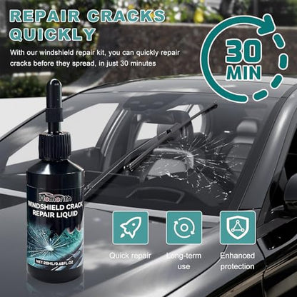 2PCS Windshield Crack Repair Kit, Quick Car Window Cracks Gone Glass Scratch Repair Liquid, Long-Lasting Windscreen Filler Tool Resin Fluid for Cracks Chips Star-Shaped Damage - color: 2pcs