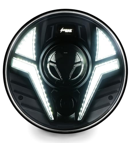 5-3/4" Motorcycle Headlight Laser Light with White DRL Amber Turn Signal Compatible with Sportster Iron 883 SuperLow XL883 XL1200,Softail Springer, Dyna Street Bob Low Rider - color: White DRL/Amber Turn