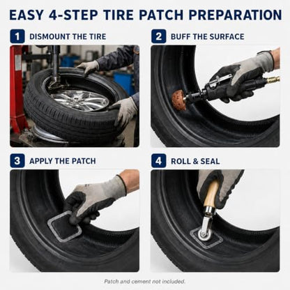 Air Tire Repair Polish Patch Tools Kit, 2500RPM Pneumatic Tire Buffer