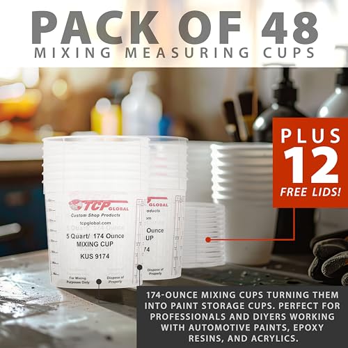 Custom Shop Paint Mixing Cups, 5-Quart, 48 Pack, Plastic Measuring Cups - size: 48 Count (Pack of 1)