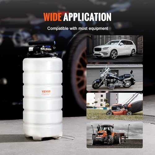 VEVOR 15L Pneumatic/Manual Fluid Extractor Pump, Oil Changer Vacuum Fluid Extractor, Oil Extractor Change Pump for Automotive, Oil Change & Fluid Change Tool with Dipstick and Suction Hose - style: 15L Pneumatic/Manual