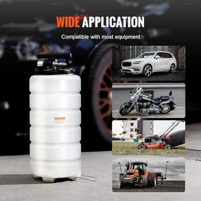 VEVOR 15L Pneumatic/Manual Fluid Extractor Pump, Oil Changer Vacuum Fluid Extractor, Oil Extractor Change Pump for Automotive, Oil Change & Fluid Change Tool with Dipstick and Suction Hose - style: 15L Pneumatic/Manual