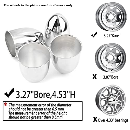 4Pcs 3.27" OD 4.53" H Pointed Top Trailer Wheel Center Caps for Rim - color: Chrome, size: 3.27" OD 4.53" H