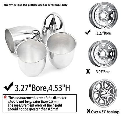 4Pcs 3.27" OD 4.53" H Pointed Top Trailer Wheel Center Caps for Rim - color: Chrome, size: 3.27" OD 4.53" H
