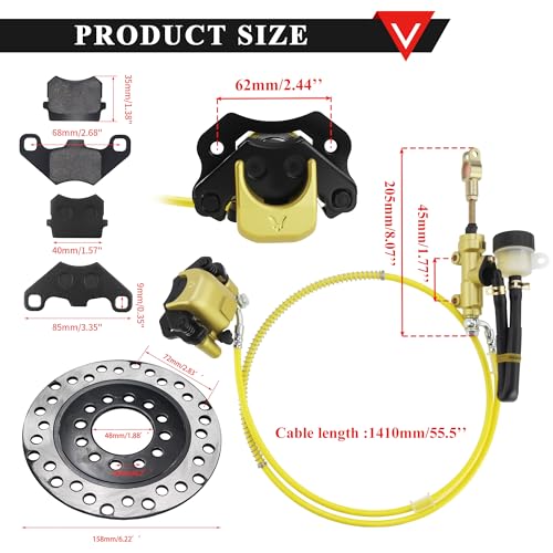 PRO BAT Rear 110cc 125cc Hydraulic Brake Caliper Master Cylinder Kit - color: Golden