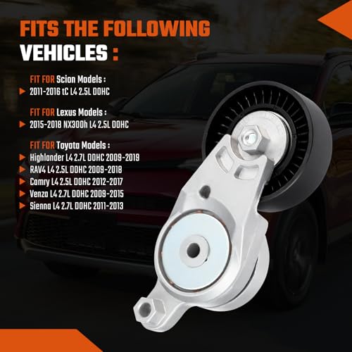 Belt Tensioner Assembly with Pulley Fit for Dodge Avenger Challenger Charger Durango Ram 1500/2500/3500/4500 Fit for Chrysler 300 Aspen Town & Country, Replace# 4861660AA - size: 4861660AA