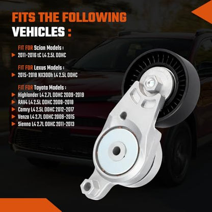 Belt Tensioner Assembly with Pulley Fit for Dodge Avenger Challenger Charger Durango Ram 1500/2500/3500/4500 Fit for Chrysler 300 Aspen Town & Country, Replace# 4861660AA - size: 4861660AA