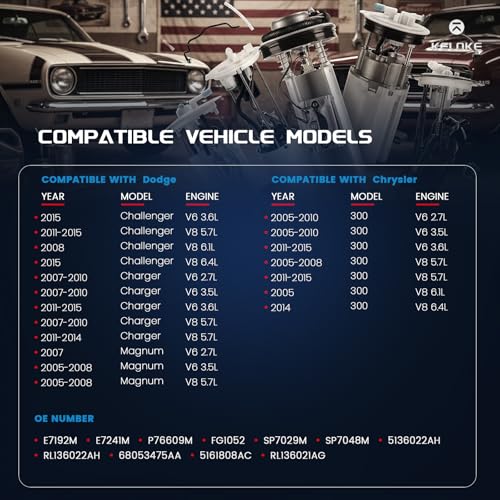 KELOKE Electric Fuel Pump Module Assembly Compatible with Dodge & Chrysler - color: E7192M