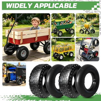 2 Sets 4.10/3.50-4 Tire and Inner Tube Set Replacement Parts for Garden Utility Wagon Cart Hand Truck Lawn Mower Snowblower Generator Go Kart Dolly Trailers High Pressure Washer