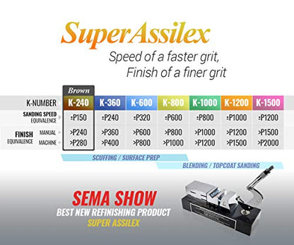 Super Assilex Flexible Sanding Sheets Job-PAK, Brown K-240, U191-2517, 4 Sheets + 1 Hard M Hand Pad for Half Sheets - color: K-240 Brown, size: w/ Half-sheet M Pad