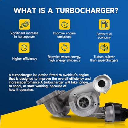 Complete Turbo Turbocharger Kit with Gasket, Compatible with Lincoln MKC 2.0L 2015-2016,Ford Taurus 2.0L 2013-2016,Fusion 2.0L 2013-2016,Escape 2.0L 2013-2015,Focus 2.0L 2013-2016 & More 53039880368