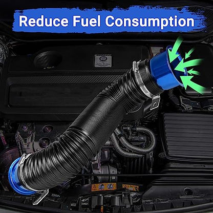 Intake Pipe Intake Duct, 3 Inch/76mm Universal Aluminum Cold Intake Tube for Automotive Car- Blue - color: Blue