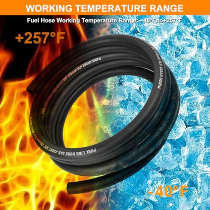 1/2 Inch ID Fuel Line Hose - 5FT Fuel Line with 4PCS Hose Clamps,300PSI High-Pressure Fuel Line for Automotive Fuel Systems Engines (1/2" ID-5Ft) - size: 1/2" ID-5Ft