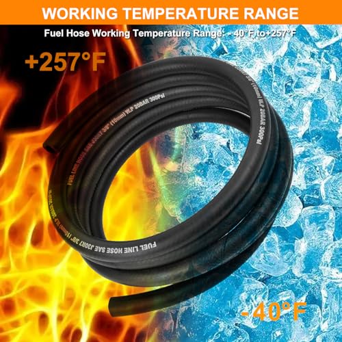 3/8 Inch ID Fuel Line Hose - 5FT Fuel Line with 4PCS Hose Clamps,300PSI High-Pressure Fuel Line for Automotive Fuel Systems Engines (3/8" ID-5Ft) - size: 3/8" ID-5Ft