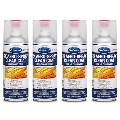 Eastwood 2k Aerosol Spray | Clear Coat Automotive Paint Aerosol Spray with Long-lasting and Durable Finish 11.8 Oz Can | Clear Coat | 4 Pack