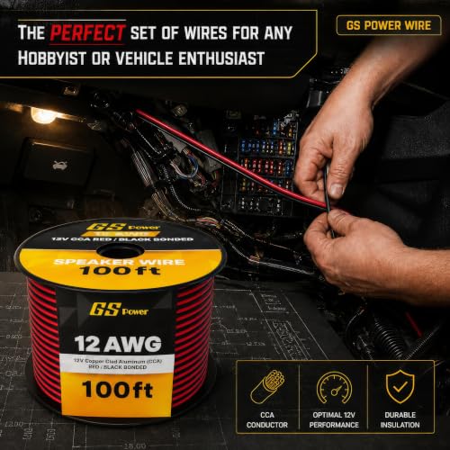 GS Power 12 Gauge Wire Automotive - 200ft CCA Primary Bonded Wire - size: 12 Gauge-100 ft-Bonded