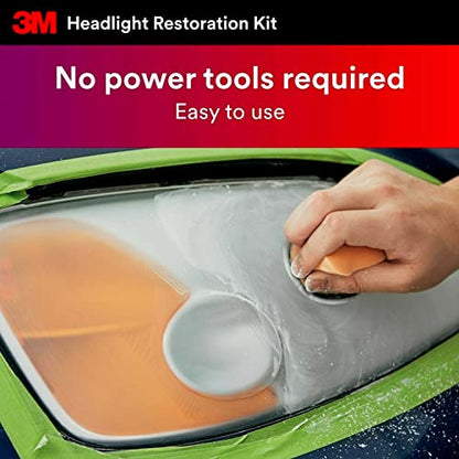 3M Headlight Lens Restoration Kit, Medium Duty 2-Pack, No Tools Required, Restores Cloudy Yellowed Plastic Lenses, Includes Sanding Discs, Rubbing Compound & Foam Pads - size: 2 Kits