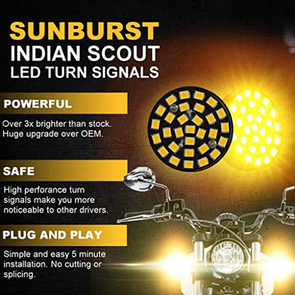 Eagle Lights Sunburst LED Front and Rear Turn Signals, fits Indian Scout, Pair of 2 - color: Scout LED Turn Signals