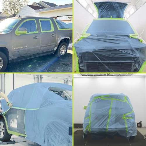 Tangibay Pre-Taped Masking Film for Painting - 22" x 66' Painters Plastic Sheeting with Automotive Paint Tape and Drape for Covering Cars, Walls, Windows and Furniture Protection (5 Rolls) - size: 5 Rolls: 22"