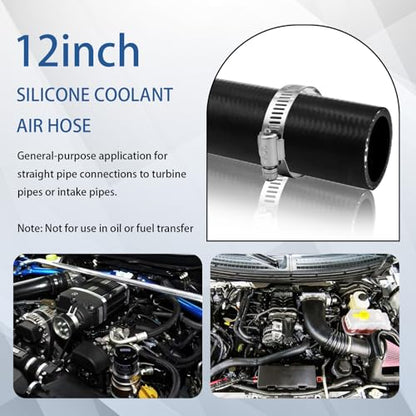 1 1/2 inch Silicone Coolant Air Hose 12" Length with 2 Clamps – Turbo Intake Radiator Coupler Hose (Straight, 1.5" ID) - color: Straight black, size: 1 1/2" ID