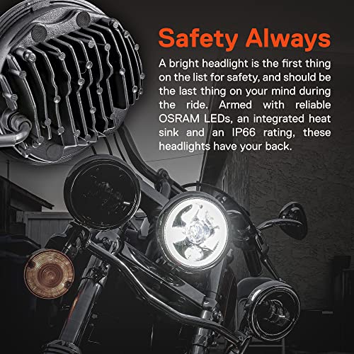 TRUE MODS 5.75 Inch LED Headlight for Harley Davidson Halo DRL Round - color: Black, size: HALO
