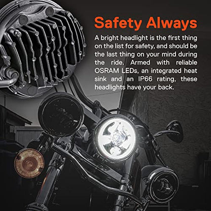 TRUE MODS 5.75 Inch LED Headlight for Harley Davidson Halo DRL Round - color: Black, size: HALO