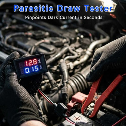 Parasitic Battery Drain Tester, 12V Automotive Fuse & Parasitic Draw Tester with Voltage Display, No Multimeter Required