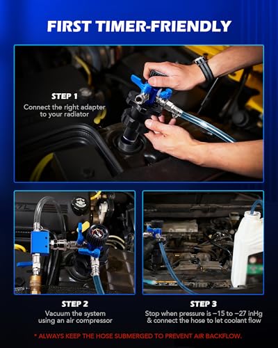 OMT Coolant Vacuum Refill Kit, Radiator Fill Tool With Dual-Movement Gauge - color: Gray
