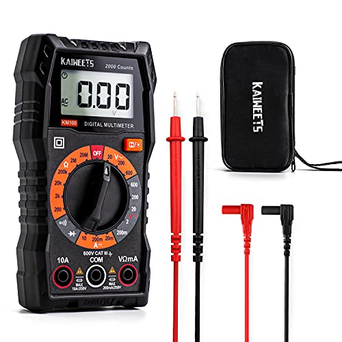 KAIWEETS Digital Multimeter Voltmeter with Case for Car Batterry Test DIY - size: KM100