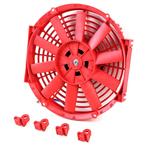 Auto Dynasty 10" Universal 12V Electric Radiator Cooling Fan Kit, Red - color: Red, size: 10 Inch Diameter