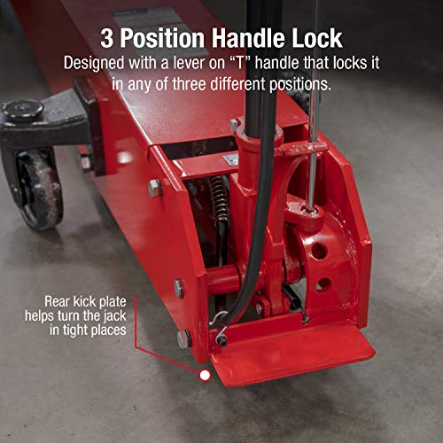 Sunex 6614, Air Hydraulic Floor Jack, 10 Ton Capacity, Two Methods of Operation, Hydraulic Power Unit, 3 Position Handle Lock , Wiper Seals, Rust Prohibition, Rear Kick Plate, Easy Maneuverability, Heavy Gauge Steel Side Plate, Bypass and Overload Valves,