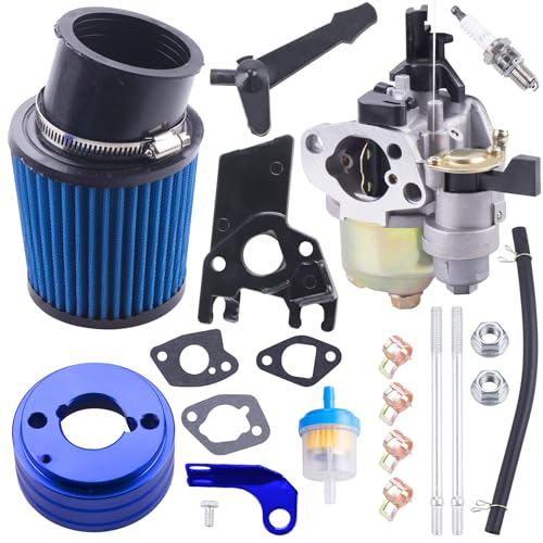 High Performance Upgraded Carburetor Air Filter adapter Intake Spark Plug Kit fit for Predator 212cc 6.5 Hp Honda Gx160 Gx200 196cc Coleman CT200U Trail CT100U Mini Bike Go Kart Racing （Blue） - color: blue, size: With carburetor