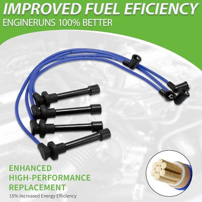 Set of 4PCS Ignition Spark Plug Wires 32702-P0A-A00 8028 RC-HE73 671-4179 & 4 Iridium Spark Plugs Compatible with Honda Accord Civic Odyssey Acura CL Isuzu Oasis L4 2.3L 2.2L 1.6L,1994-2022 - size: 8028