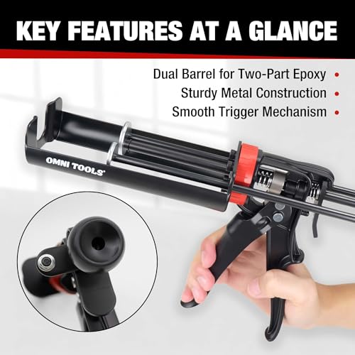 LAUCO Epoxy Gun Dual Cartridge 200 ml, Dual Cartridge Epoxy Gun, Manual Dual Cartridge Epoxy Gun for Panel Bonding Adhesive Applicator, Fillers, Structural Epoxy, Plastic Repair Adhesives (Black) - color: Black