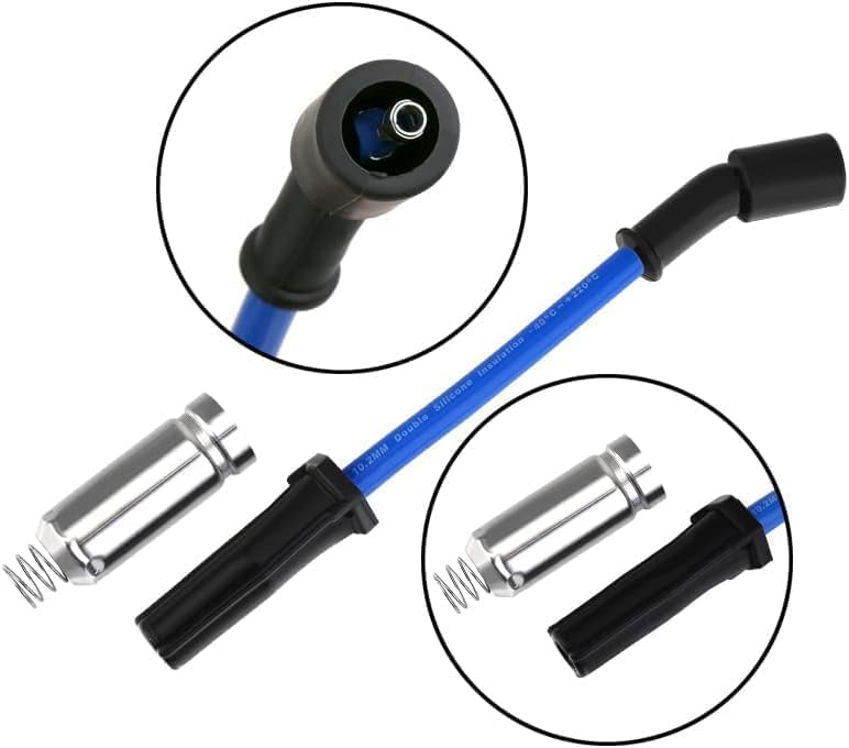10.2 MM Racing Spark Plug Wires for CT5 CTS Escalade Camaro Corvette Express Silverado Suburban Tahoe Savana Sierra Yukon 5.3L 6.2L 6.6L V8 2014-2022 Blue