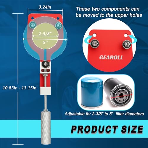 77750 Oil Filter Cutter Tool with Vise Jaw Plate, Oil Filter Cutter Cutting Tool for Filter Cutting Range 2-3/8" to 5" (Red) - color: Red