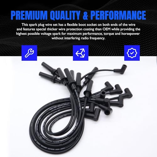 7876 Ignition Spark Plug Wires Set of 9 Compatible with Dodge - style: 7876
