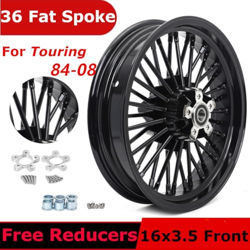 TOFR 16x3.5 Fat Spoke Black Front Wheel For Harley Touring Baggers 84-08 - color: Gloss Black, size: Front:16inch x 3.5inch