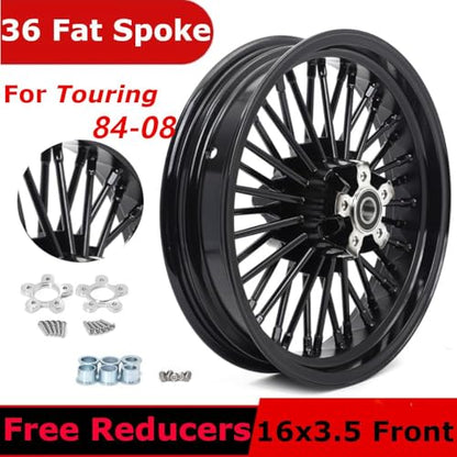 TOFR 16x3.5 Fat Spoke Black Front Wheel For Harley Touring Baggers 84-08 - color: Gloss Black, size: Front:16inch x 3.5inch