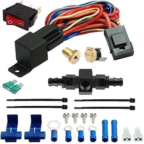 Transmission Oil Cooler Radiator Dual Electric Fan In-Line Coolant Hose Thermostat Switch Wiring Kit Car Truck (160'F On - 145'F Off, 10AN) - color: 160'F On - 145'F Off, size: 10AN