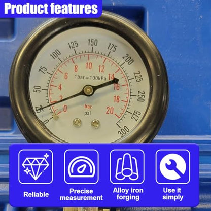 9PCS Petrol Engine Cylinder Compression Tester Kit with Spark Plug Tester, 0-20 Bar & 0-300 PSI Compression Gauge Car and Motorcycle Engine Testing Tool (Blue) - color: Blue
