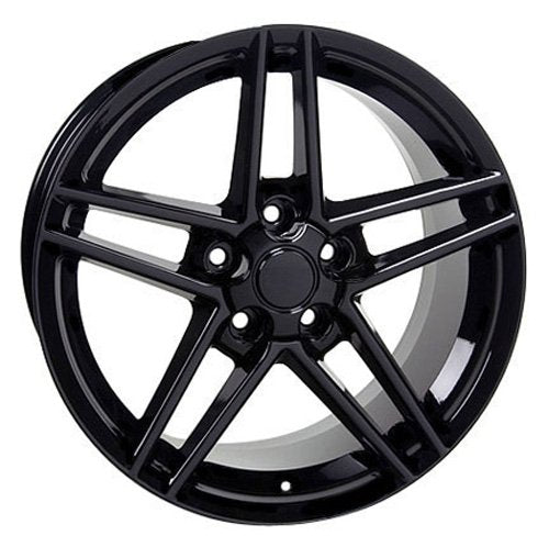 Partsynergy Replacement For 17" Rim fits 1988-1996 Chevrolet Corvette C6 Z06 Style Black 17x9.5 Aluminum Wheel