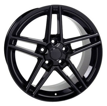 Partsynergy Replacement For 17" Rim fits 1988-1996 Chevrolet Corvette C6 Z06 Style Black 17x9.5 Aluminum Wheel